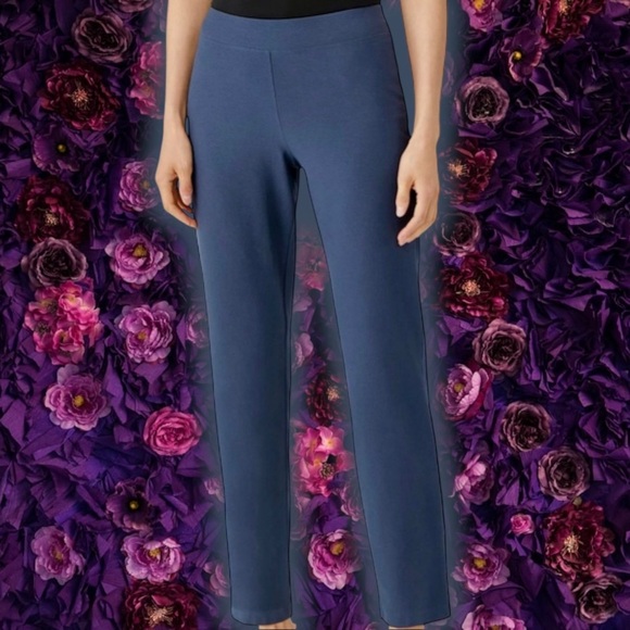 Eileen Fisher ‘Washable Stretch Crepe Straight Pant’ in Deep Teal Blue Size M - Picture 1 of 11